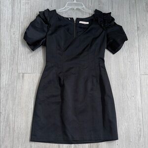 Rebecca Taylor Black Puff-Sleeve Mini Dress